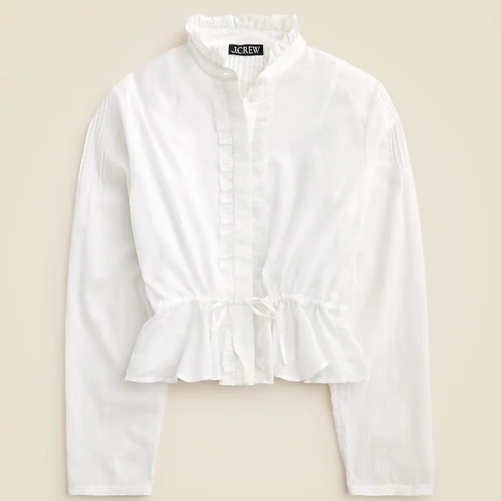 J. Crew Lace-trim cinched-waist top in cotton voile White S